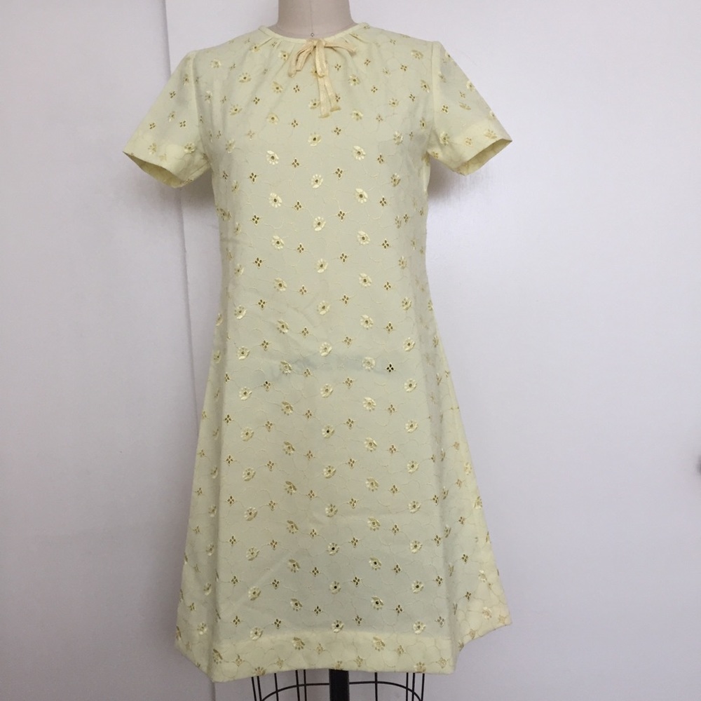Vintage Yellow Floral A-Line Dress